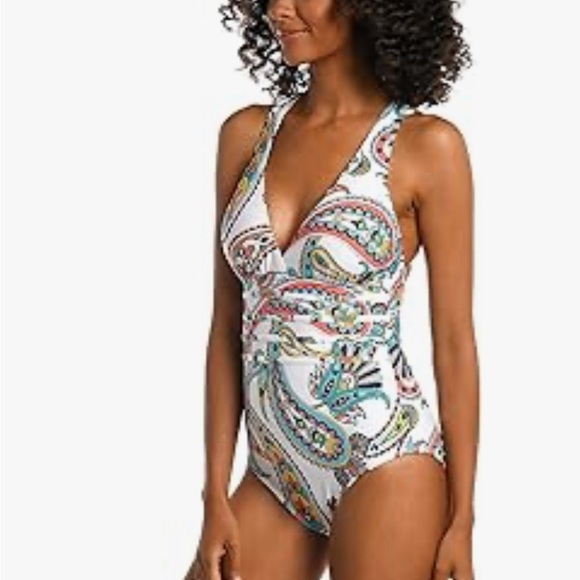 La Blanca Women's Multi Strap Cross Back One Piece Swimsuit size 8 - Picture 3 of 7